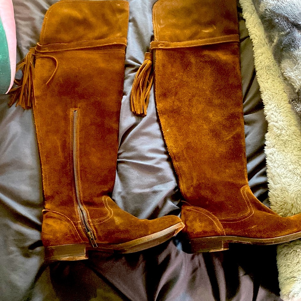 Frye OTK Clara tassel boot